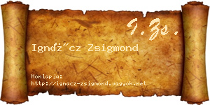 Ignácz Zsigmond névjegykártya